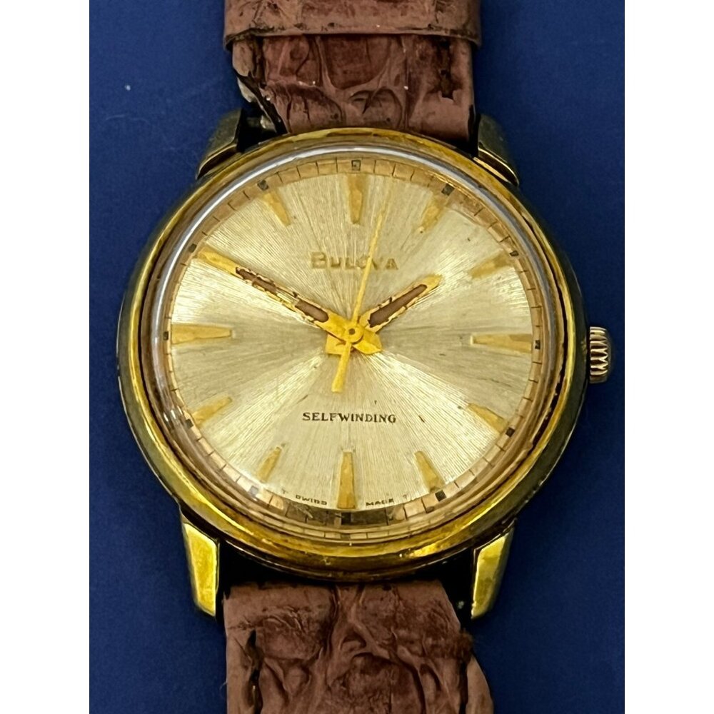 Vintage BULOVA men's automatic watch 17Jewels swiss 1966 M6 Gold Plated